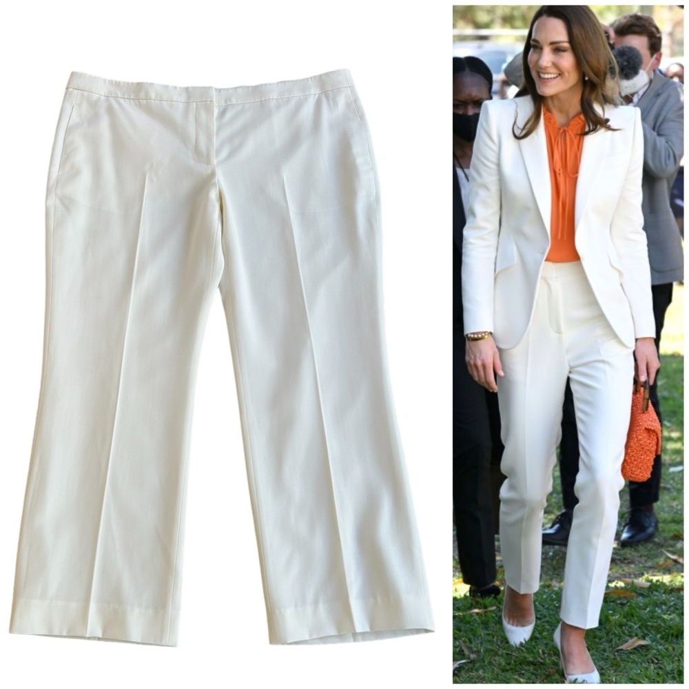 ALEXANDER MCQUEEN Wool Bootcut Pants Ivory Sz US 14 / IT 50 ASO Kate Middleton